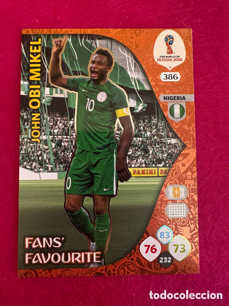 Fu&szlig;ball-Sticker: 386 OBI MIKEL(NIGERIA) FANS FAVOURITES ADRENALYN MUNDIAL RUSIA 2018 TRADING CARD PANINI