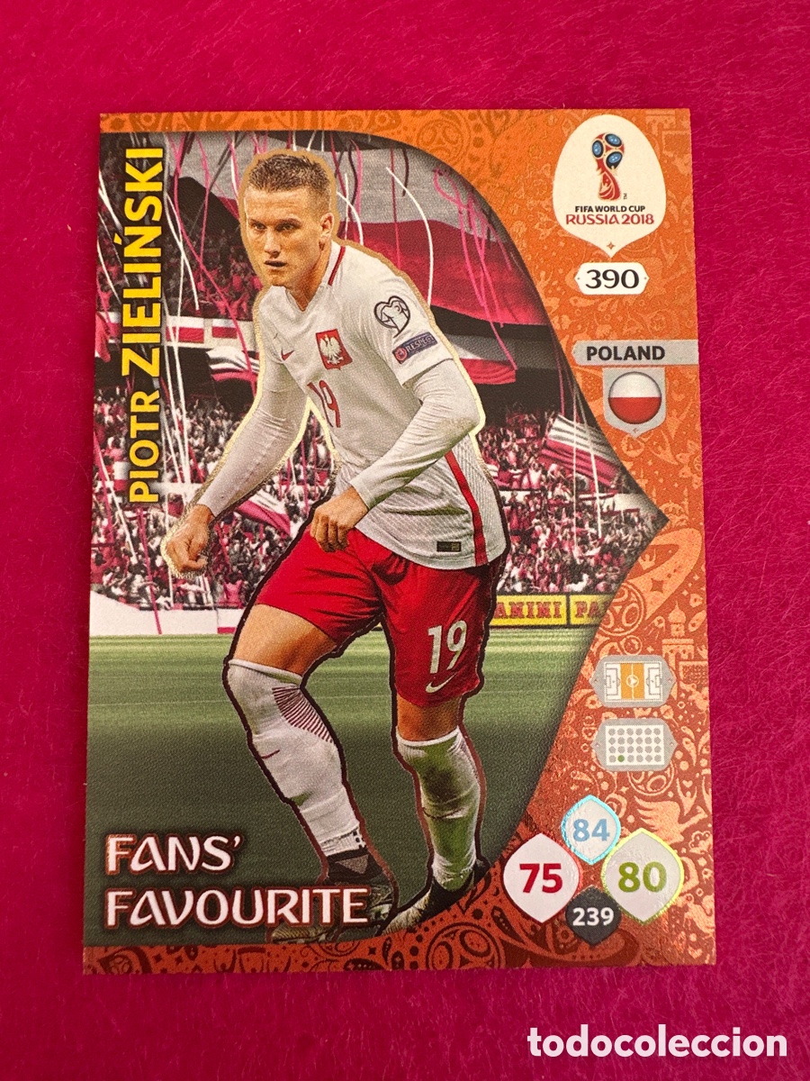 Fu&szlig;ball-Sticker: 390 ZIELINSKI (POLONIA) FANS FAVOURITES ADRENALYN MUNDIAL RUSIA 2018 TRADING CARD PANINI