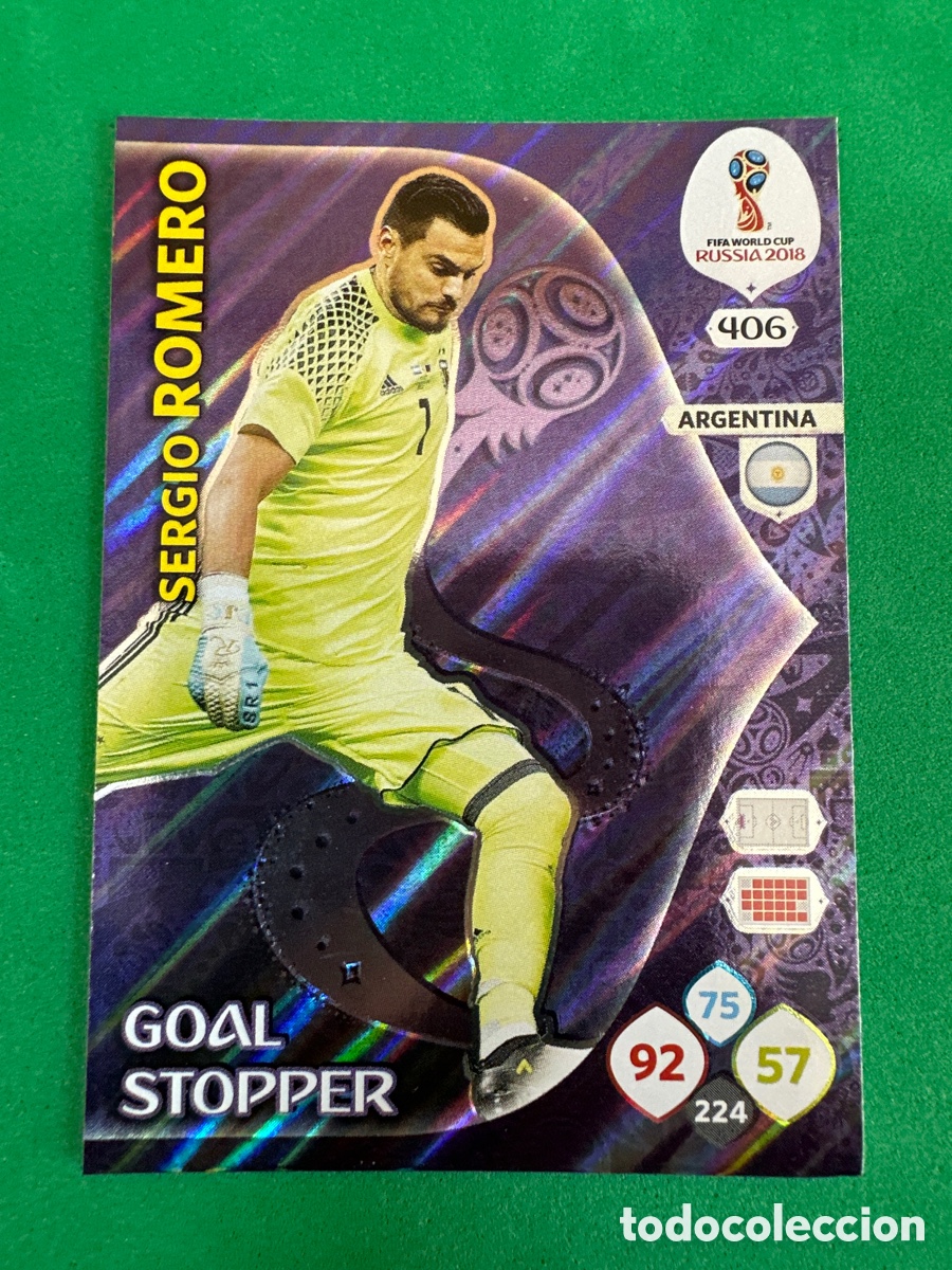 Football Stickers: 406 ROMERO(ARGENTINA) GOAL STOPPER ADRENALYN MUNDIAL RUSIA 2018 TRADING CARD PANINI