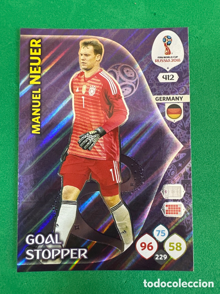 Cartes &agrave; collectionner de Football: 412 NEUER(ALEMANIA) GOAL STOPPER ADRENALYN MUNDIAL RUSIA 2018 TRADING CARD PANINI