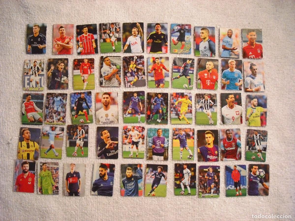 Cromos de F&uacute;tbol: LOTE DE 50 CROMOS MINIATURA DE FUTBOLISTAS 3,5 X 2,5 CM. EL REVERSO ESCRITO EN ARABE