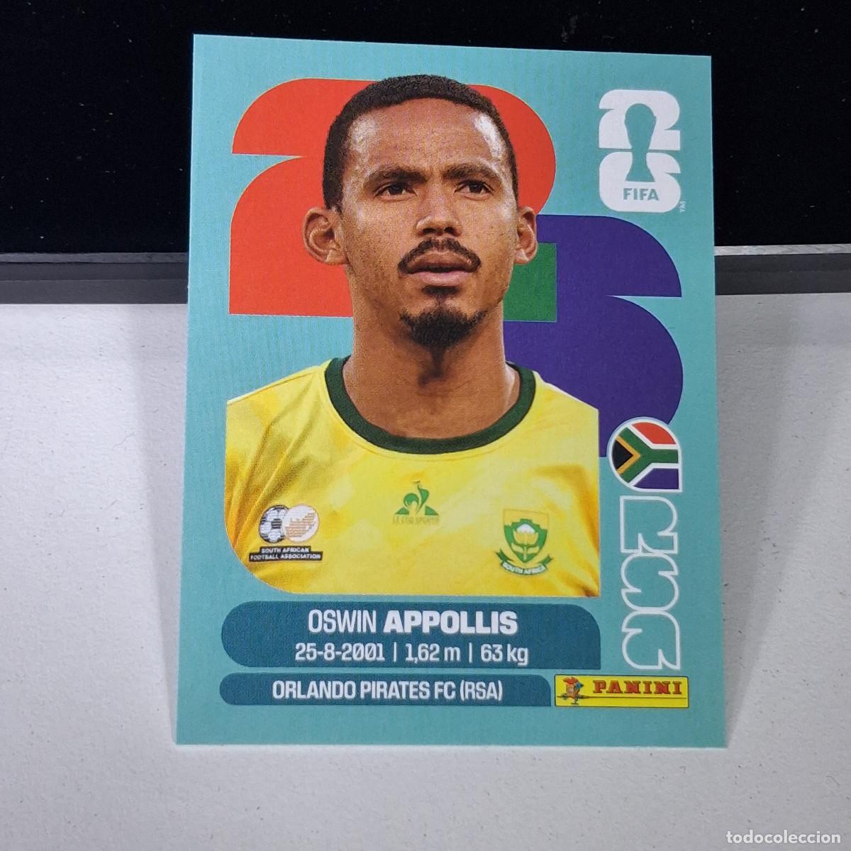 Cromos de F&uacute;tbol: B1 RSA20 OSWIN APPOLLIS 20 SUD&Aacute;FRICA RSA SOUTH AFRIKA MUNDIAL FIFA WORLD CUP 2026 STICKER PANINI
