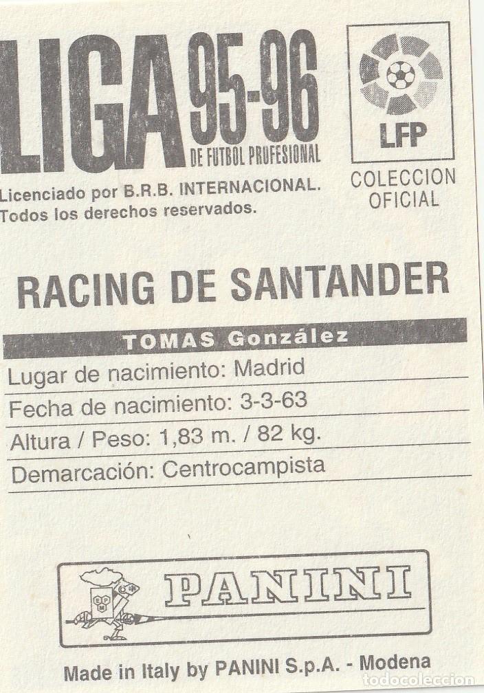 Cromos de f&uacute;tbol: PANINI 95-96 TOM&Aacute;S. NUNCA PEGADO. - Foto 2