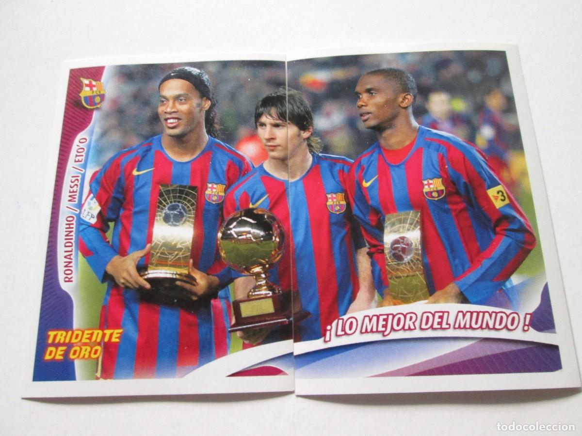 Figurine di Calcio: #69 70 SUPER BAR&Ccedil;A 2005 2006 05 06 MESSI RONALDINHO ETO'O TRIDENTE DE ORO LO MEJOR DEL MUNDO PANINI