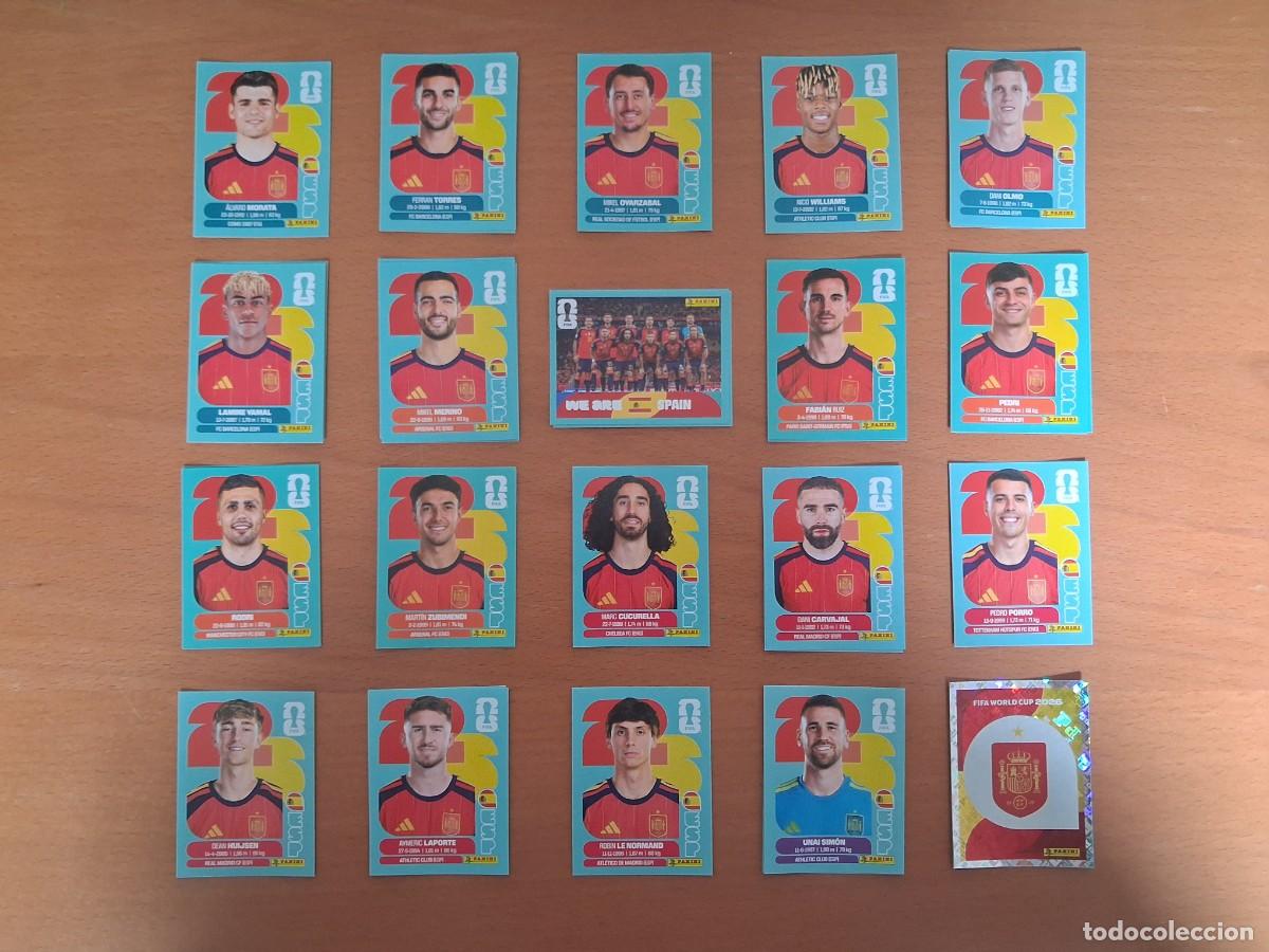 Cromos de F&uacute;tbol: Fifa World Cup 26 Mundial 2026 ESP Espa&ntilde;a Completo Lote de 20 Cromos Escudo Pedri Lamine Yamal