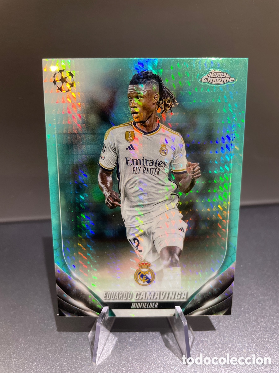 Cromos de F&uacute;tbol: Camavinga 36 Blue Prizm Topps Chrome 2023-24 Real Madrid
