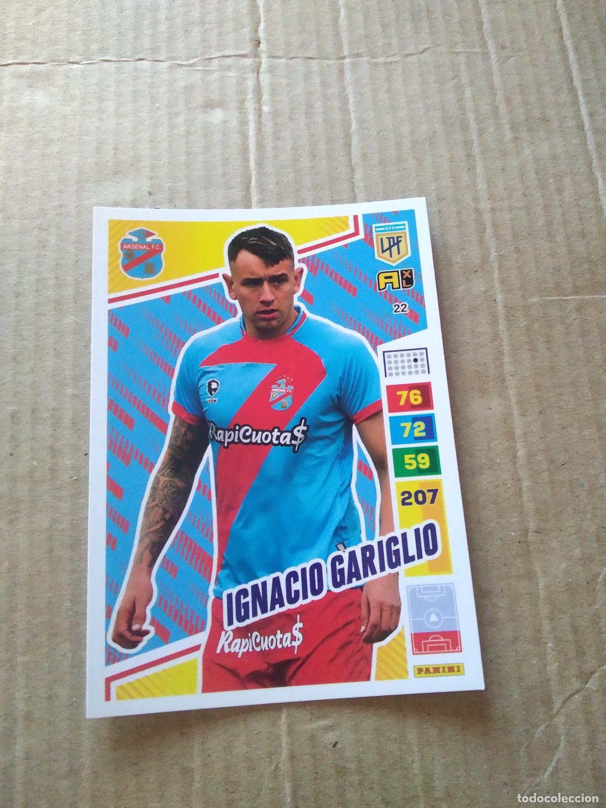 Cromos de F&uacute;tbol: 22 IGNACIO GARIGLIO ARSENAL CROMO FUTBOL PANINI ARGENTINO 2023 LIGA ARGENTINA ADRENALYN