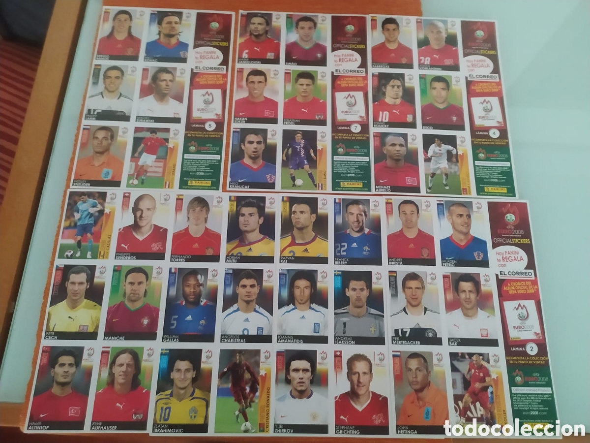 Cromos de F&uacute;tbol: Lote de de de 42 cromos nuevos diferentes de la Euro 2008 obsequio de el correo ( Ronaldo, Casillas,