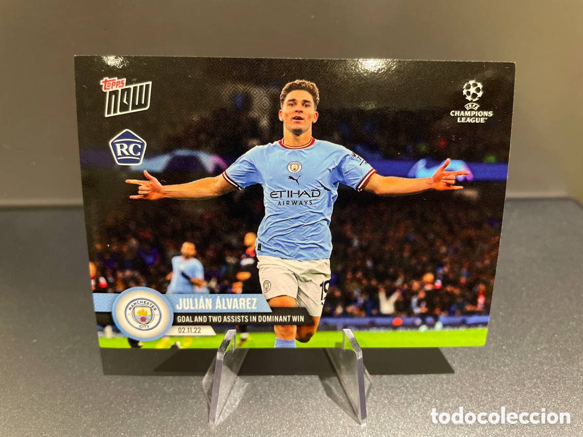 Figurine di Calcio: Julian Alvarez Rookie 65 Topps Now Gol and Two assist in dominant win 065