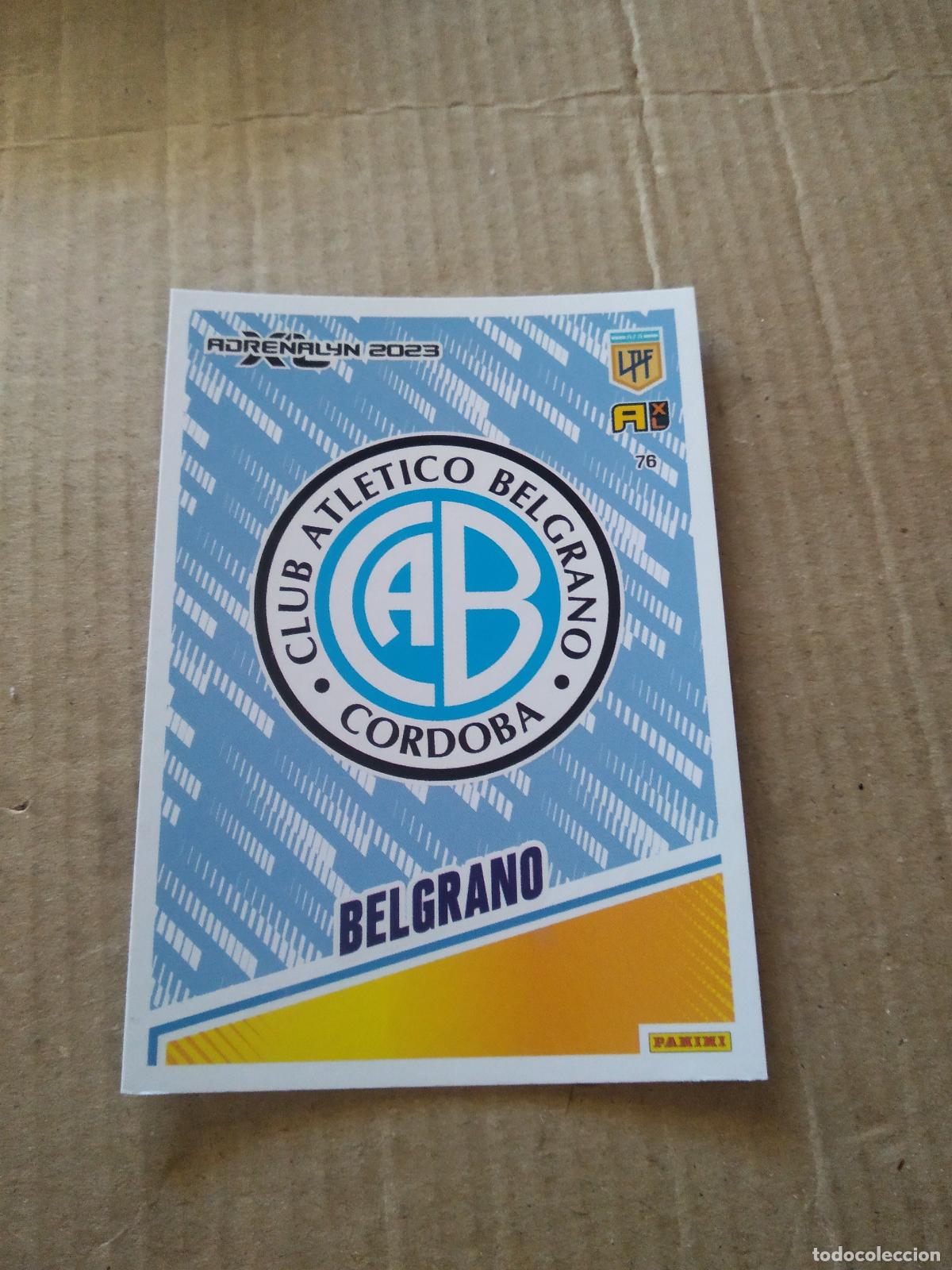 Cromos de F&uacute;tbol: 76 ESCUDO BELGRANO CROMO FUTBOL PANINI ARGENTINO 2023 LIGA ARGENTINA ADRENALYN