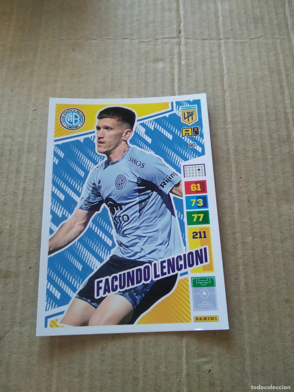 Cromos de F&uacute;tbol: 90 FACUNDO LENCIONI BELGRANO CROMO FUTBOL PANINI ARGENTINO 2023 LIGA ARGENTINA ADRENALYN