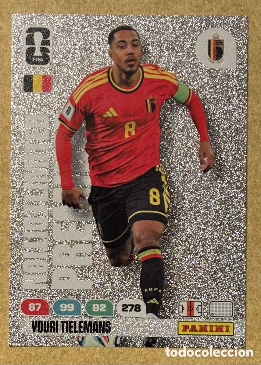 Cromos de F&uacute;tbol: VOURI TIELEMANS (B&Eacute;LGICA). CARTA LIMITED EDITION PREMIUM PANINI ADRENALYN XL FIFA WORLD CUP 2026.