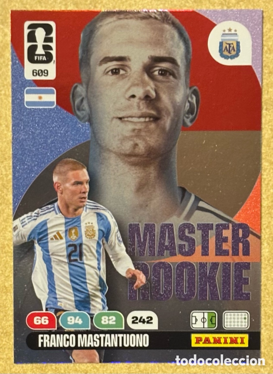 Cromos de F&uacute;tbol: FRANCO MASTANTUONO (ARGENTINA). CARTA M&Aacute;STER ROOKIE PANINI ADRENALYN XL FIFA WORLD CUP 2026. #609