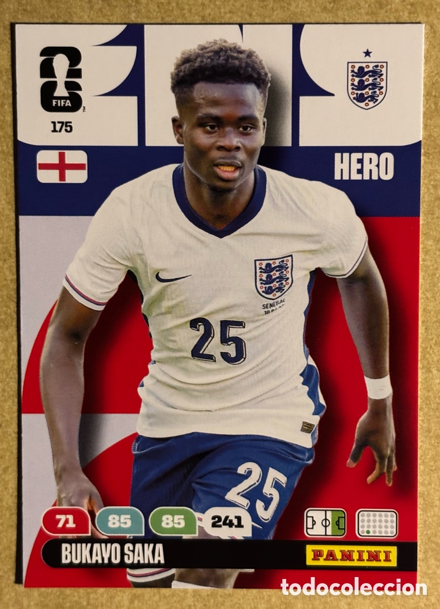 Cromos de F&uacute;tbol: BUKAYO SAKA (INGLATERRA). CARTA HERO PANINI ADRENALYN XL FIFA WORLD CUP 2026. #175.