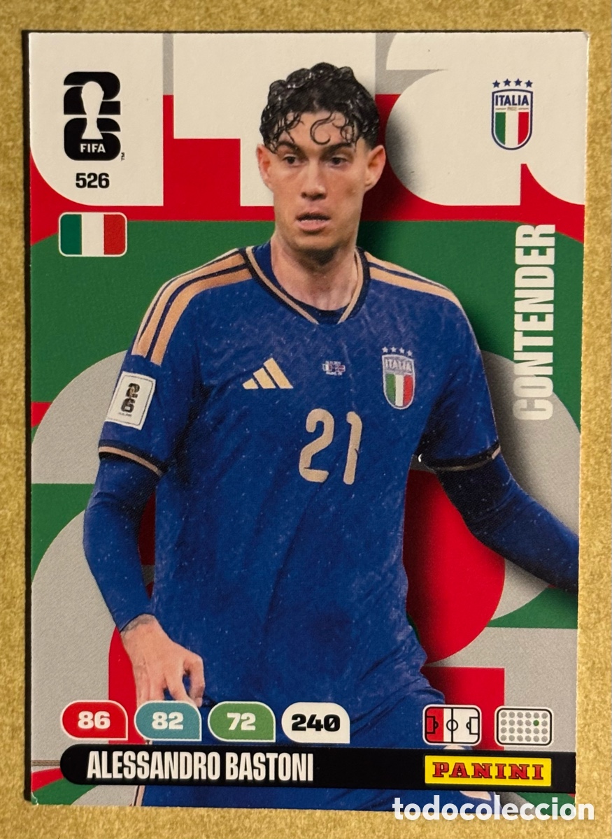 Cromos de F&uacute;tbol: ALESSANDRO BASTONI (ITALIA). CARTA CONTENDER PANINI ADRENALYN XL FIFA WORLD CUP 2026. #526.
