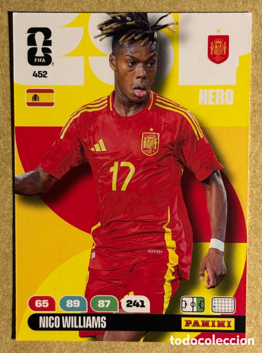 Cromos de F&uacute;tbol: NICO WILLIAMS (ESPA&Ntilde;A). CARTA HERO PANINI ADRENALYN XL FIFA WORLD CUP 2026. #452.