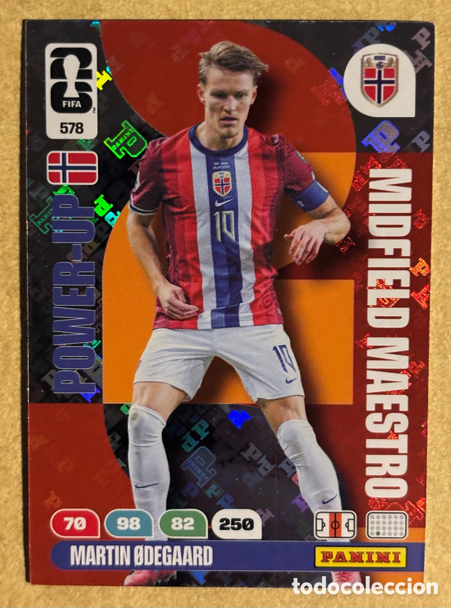Cromos de F&uacute;tbol: MARTIN ODEGAARD (NORUEGA). CARTA POWER-UP MIDFIELD MACHINE PANINI ADRENALYN XL FIFA WORLD 2026.