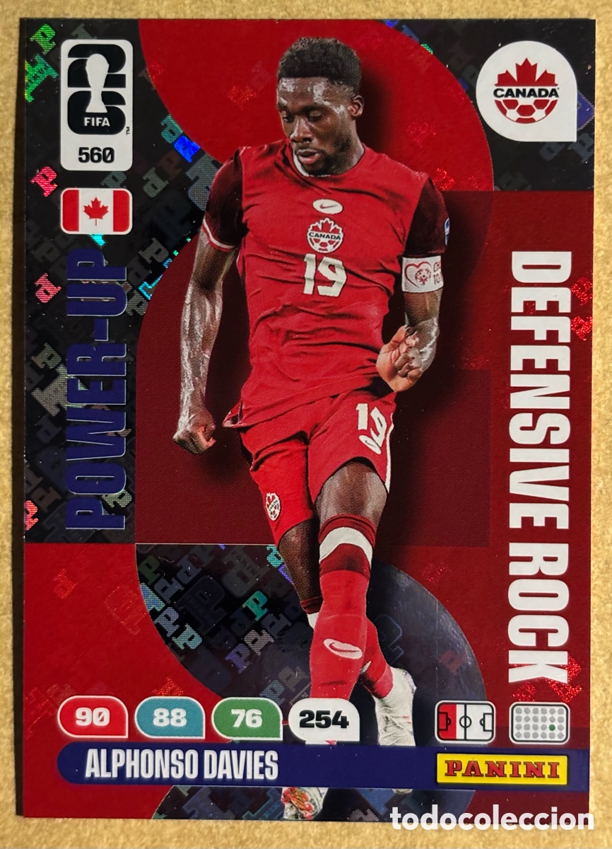 Cromos de F&uacute;tbol: ALPHONSO DAVIES (CANADA). CARTA POWER-UP DEFENDIVE ROCK PANINI ADRENALYN XL FIFA WORLD 2026. #560