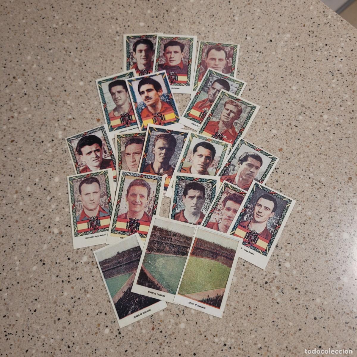 Cromos de F&uacute;tbol: SELECCION ESPA&Ntilde;OLA EQUIPO COMPLETO FUTBOL 54 RUIZ ROMERO 1953-54. LEER COMENTARIOS