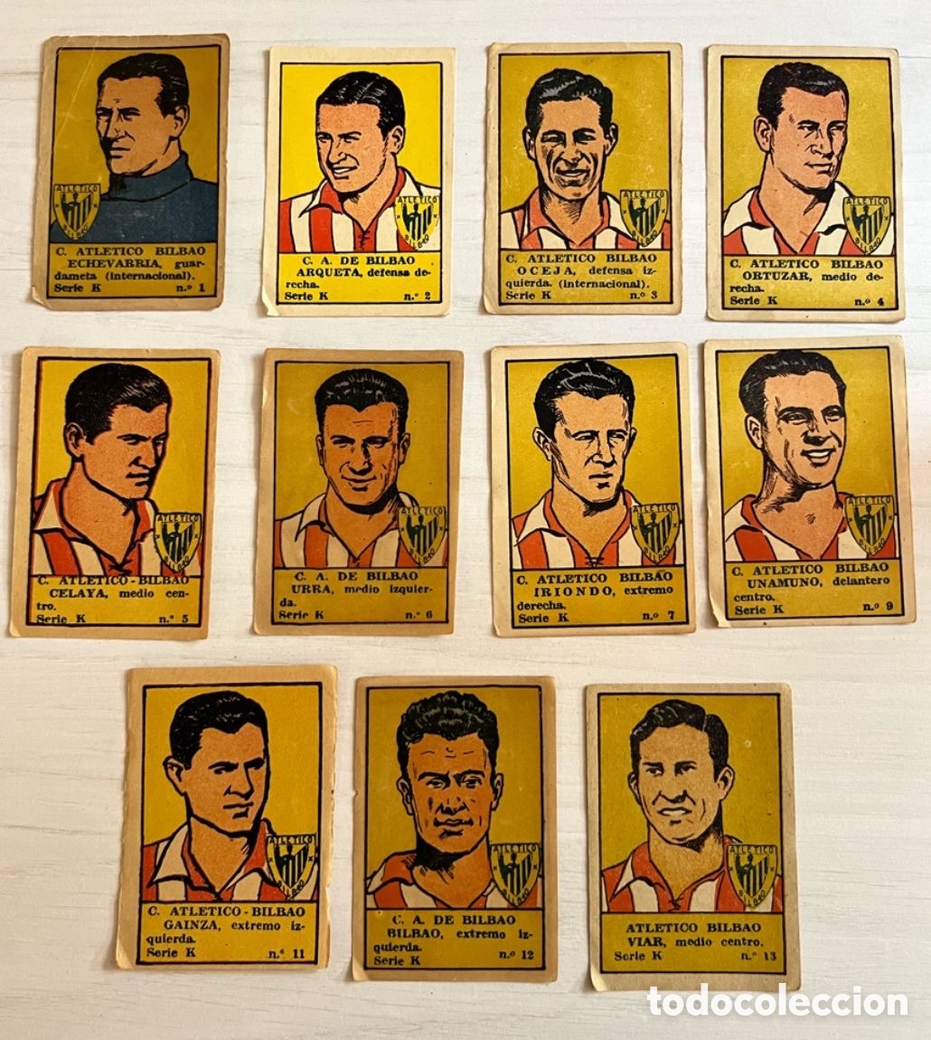 Cromos de Futebol: Lote 11 cromos Athletic Atletico Bilbao 1941 1942 Editorial Valenciana Serie K SIn pegar