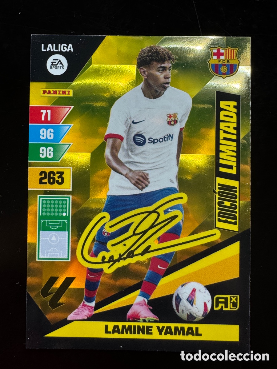 Cromos de F&uacute;tbol: Lamine Yamal Edici&oacute;n Limitada Firmada Barcelona Adrenalyn 2023/24