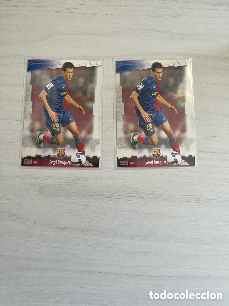 Cromos de F&uacute;tbol: Lote 2 Fichas Rookie Busquets 593 + FC BARCELONA 2008 2009 08 09 ROOKIE CARD MUNDICROMO Liga Fichaje