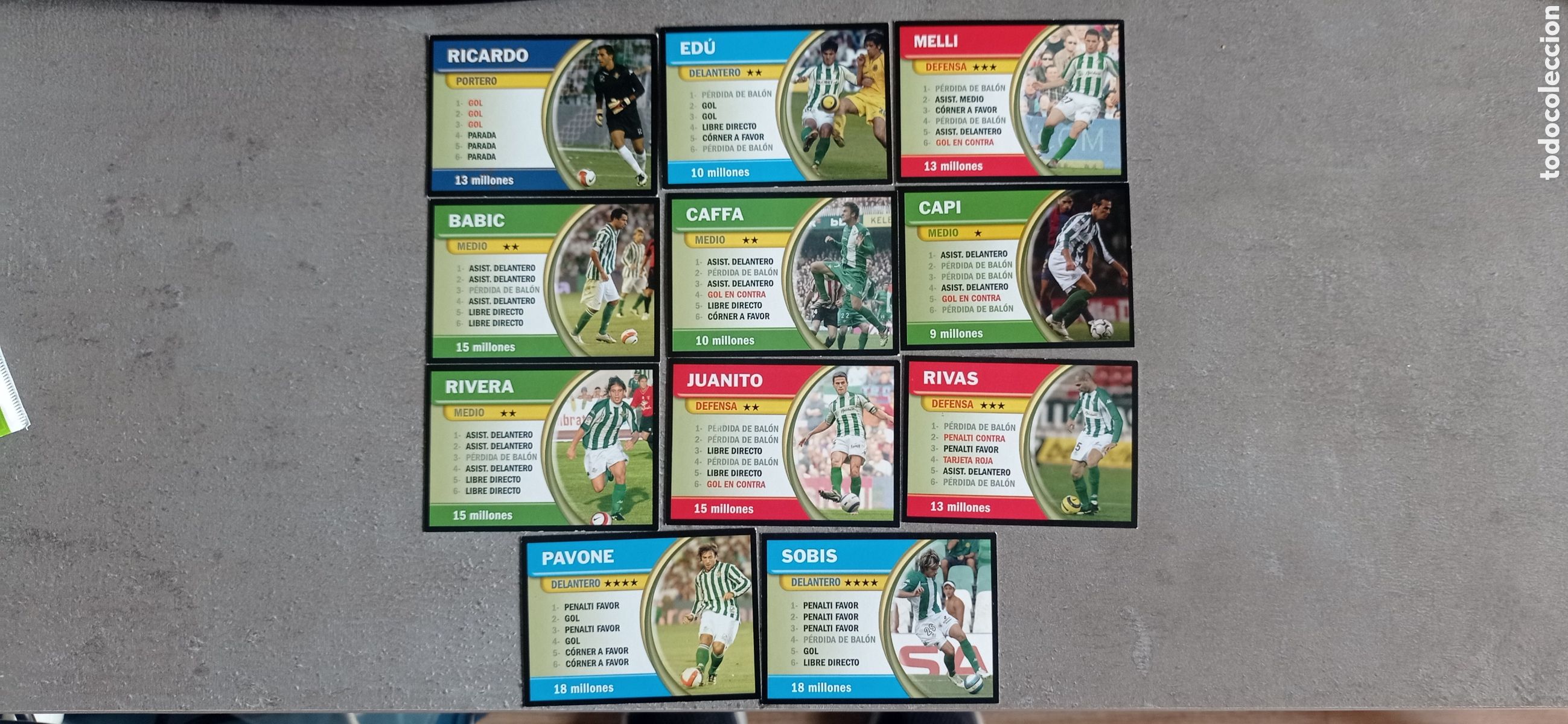 Cromos de F&uacute;tbol: J REAL BETIS EL JUEGO DE LA LIGA BORR&Aacute;S 2007 2008 11 FICHAS COMPLETO