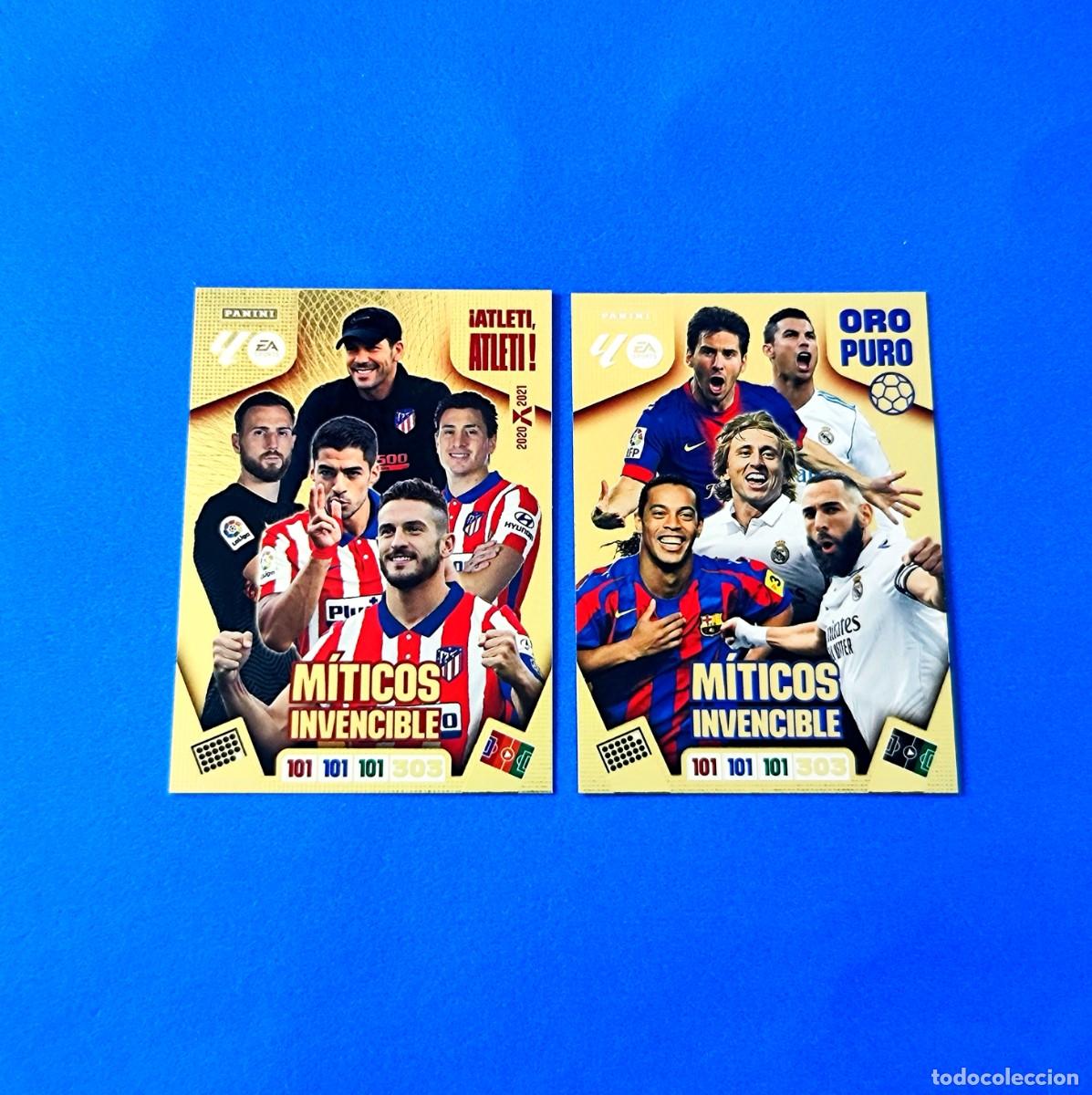 Cromos de F&uacute;tbol: Adrenalyn 2025 2026 / 25 26 M&iacute;ticos Invencible &iexcl;Atleti, Atleti! - Oro puro Messi Cristiano Ronaldo