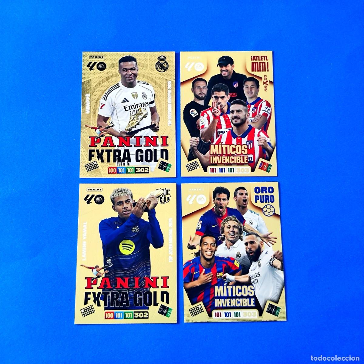Cromos de F&uacute;tbol: Adrenalyn 2025 2026 / 25 26 M&iacute;ticos Invencible &iexcl;Atleti, Atleti! - Oro puro Extra Gold Mbapp&eacute; Yamal