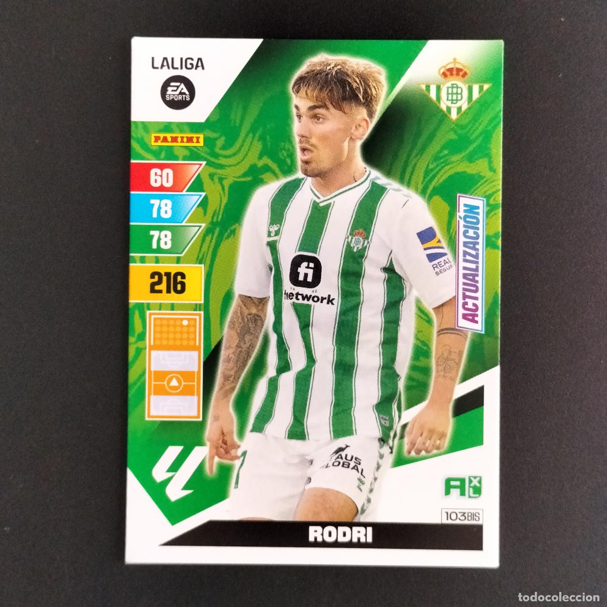 Cromos de F&uacute;tbol: 103 BIS RODRI ACTUALIZACION BETIS ADRENALYN XL LALIGA CARD 2023 2024 23 24 PANINI