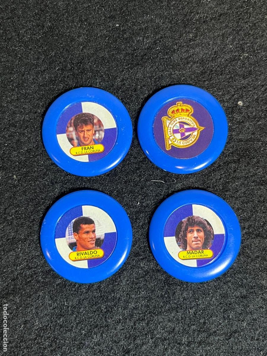 Football Stickers: Lote Chapas Foot Stars Deportivo La Coru&ntilde;a 1996 1997 Rivaldo Fran Escudo
