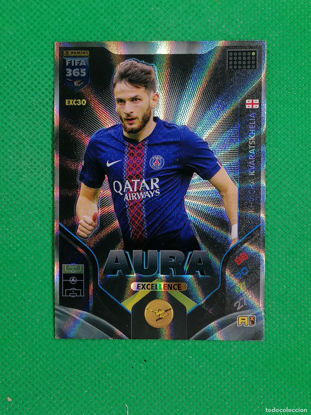Cartes &agrave; collectionner de Football: EXC 30 EXC30 KVARATSKHELIA PARIS PSG AURA EXCELLENCE ⚽PANINI ADRENALYN FIFA 365 2025 2026 25 26 ⚽