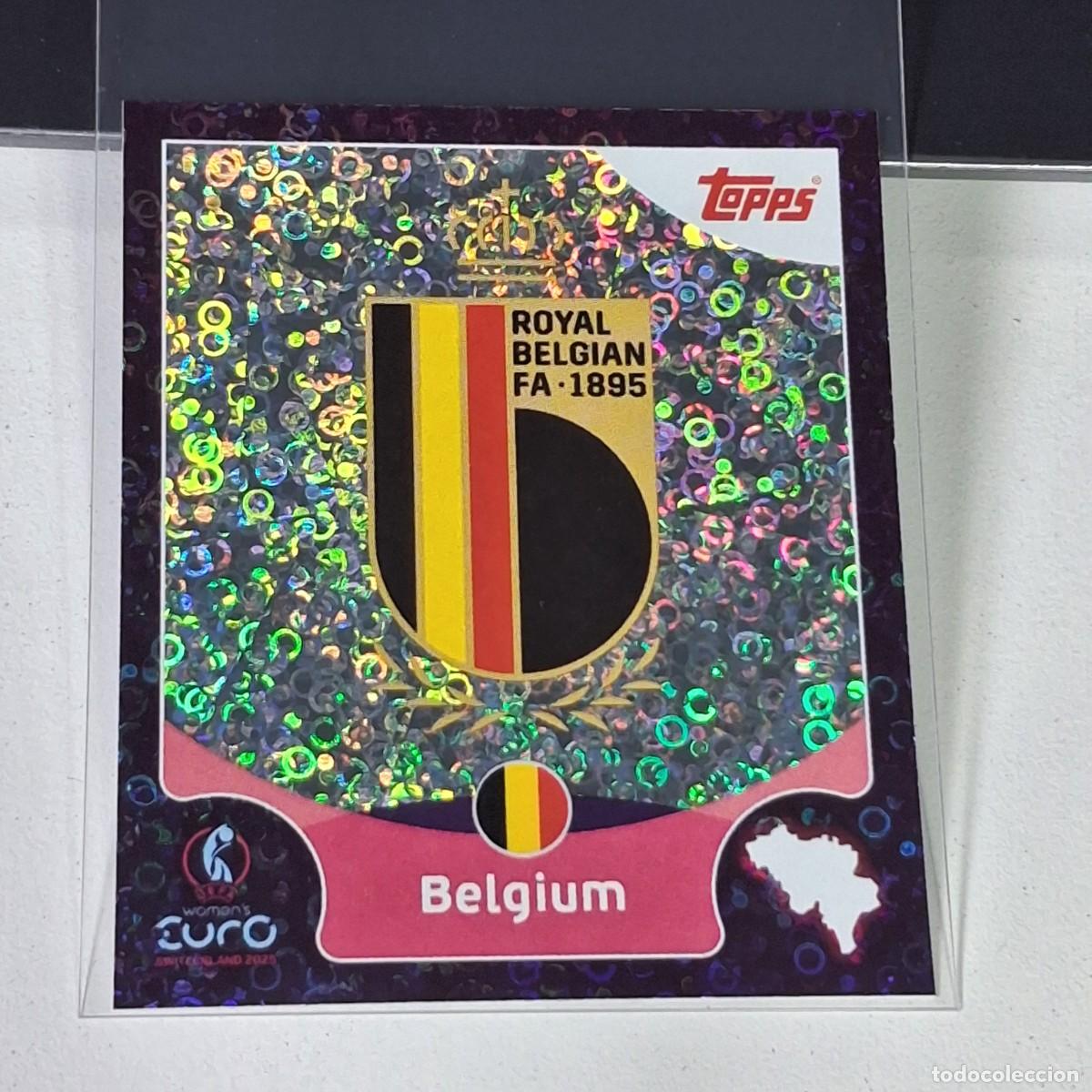 Fu&szlig;ball-Sticker: B4 14 LOGO BADGE ESCUDO BELGIUM BELGICA SWITZERLAND 2025 UEFA WOMEN&acute;S EURO SUIZA TOPPS STICKERS