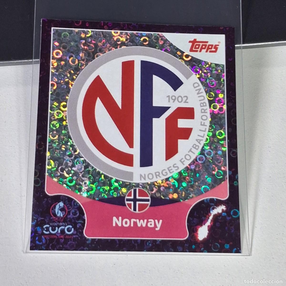 Fu&szlig;ball-Sticker: B4 16 LOGO BADGE ESCUDO NORWAY NORUEGA SWITZERLAND 2025 UEFA WOMEN&acute;S EURO SUIZA TOPPS STICKERS