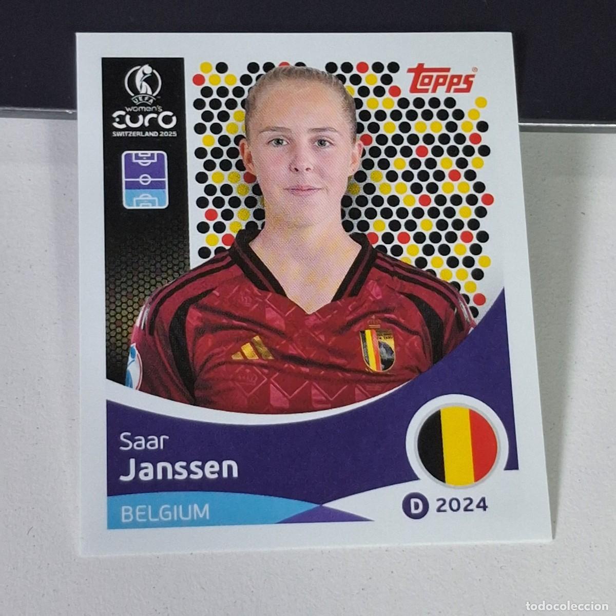 Fu&szlig;ball-Sticker: B4 128 SAAR JANSSEN BELGICA BELGIUM SWITZERLAND 2025 UEFA WOMEN&acute;S EURO SUIZA TOPPS STICKERS