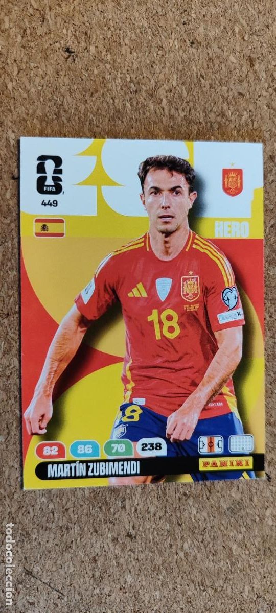 Cromos de F&uacute;tbol: ADRENALYN XL FIFA WORLD CUP 2026 CARD HERO ZUBIMENDI ESPA&Ntilde;A # 449 PANINI