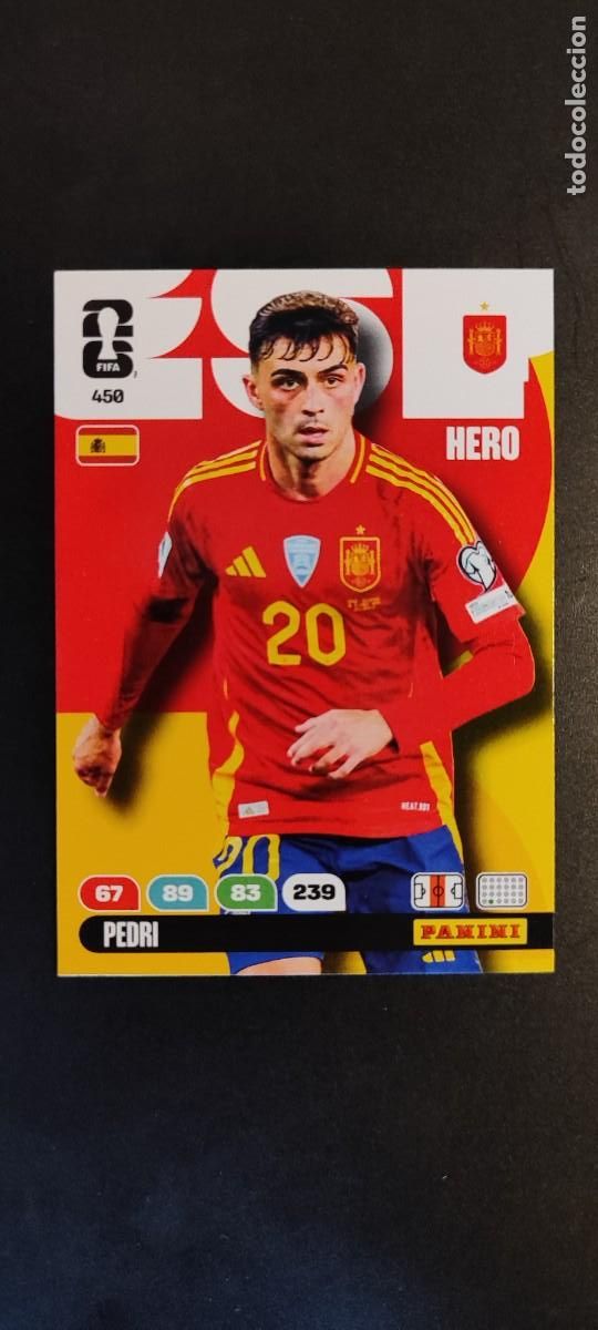 Cromos de F&uacute;tbol: ADRENALYN XL FIFA WORLD CUP 2026 CARD HERO PEDRI ESPA&Ntilde;A # 450 PANINI