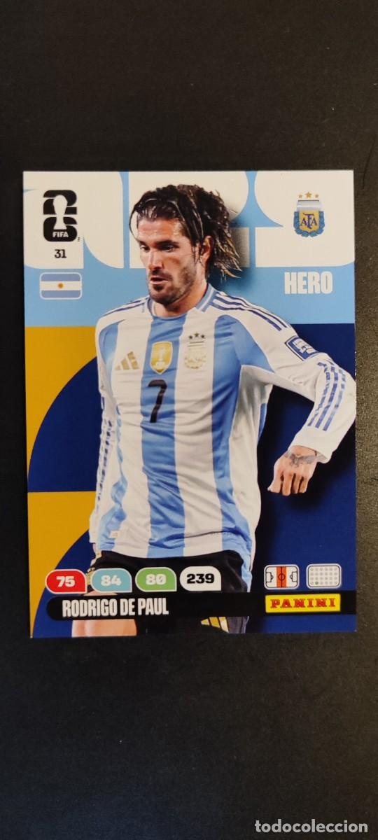 Cromos de F&uacute;tbol: ADRENALYN XL FIFA WORLD CUP 2026 CARD HERO DE PAUL ARGENTINA # 31 PANINI