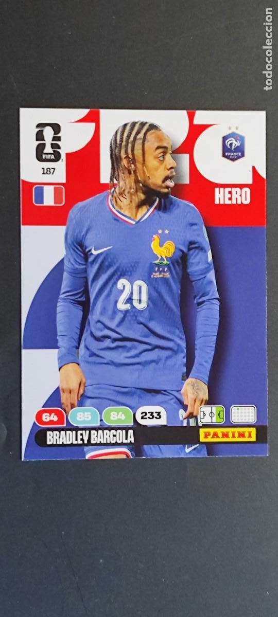 Cromos de F&uacute;tbol: ADRENALYN XL FIFA WORLD CUP 2026 CARD HERO BARCOLA FRANCIA # 187 PANINI