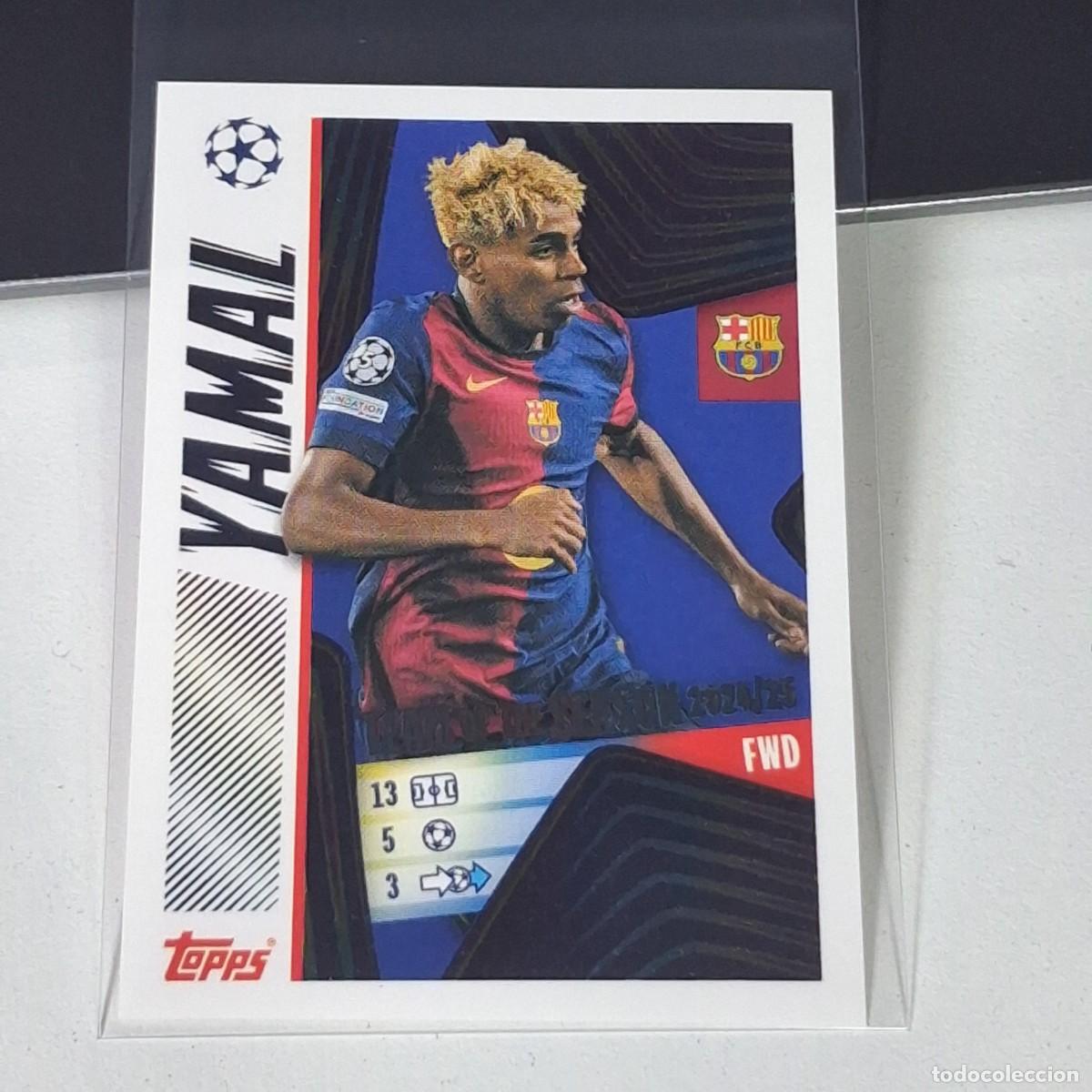 Cromos de F&uacute;tbol: 11 LAMINE YAMAL 2024/25 UCL TEAM LOGO UEFA CHAMPIONS LEAGUE STICKER TOPPS 2025-26 2026 UCL