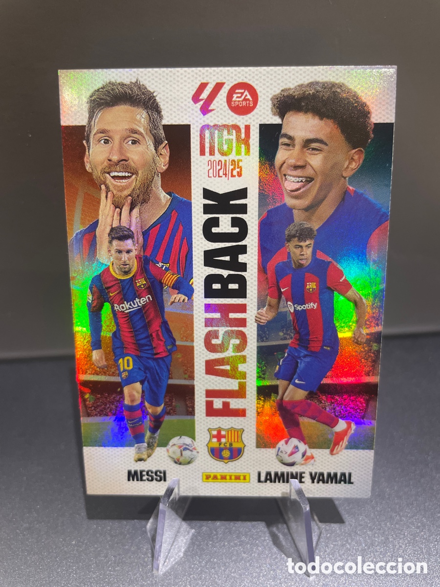 Cromos de F&uacute;tbol: Messi & Yamal 429 Flashback MGK 2024-25 Panini Megacracks FC Barcelona