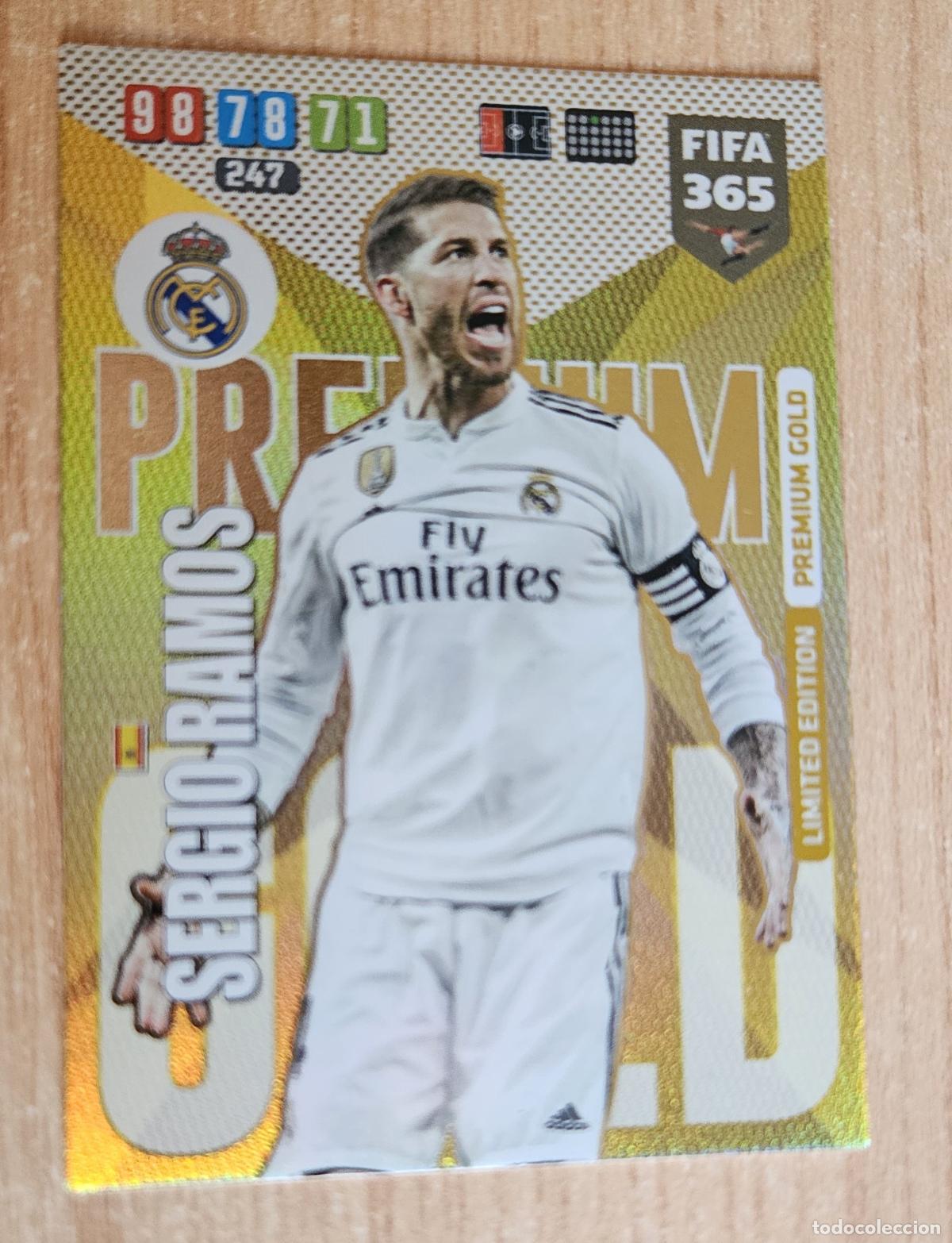 Cromos de F&uacute;tbol: Sergio Ramos (Real Madrid) Panini Adrenalyn FIFA 365 2019-2020 (19-20) Limited Edition. Premium Gold