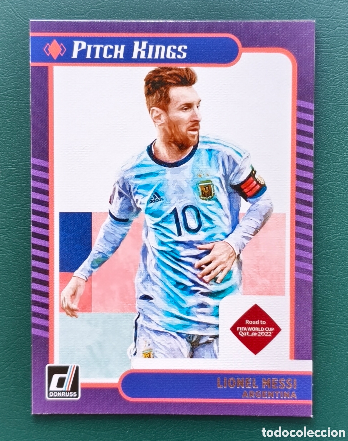 Cromos de F&uacute;tbol: 10 LIONEL MESSI ARGENTINA PITCH KINGS DONRUSS ROAD QATAR 2021 2022 PANINI WORLD CUP 21 22