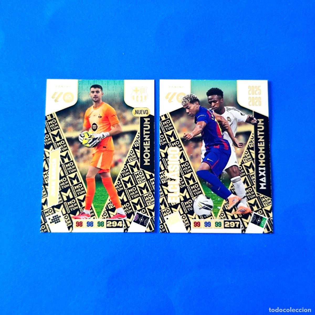 Cartes &agrave; collectionner de Football: Adrenalyn 2025 2026 / 25 26 Momentum Joan Garc&iacute;a Barcelona Maxi Momentum El Cl&aacute;sico Yamal Vinicius