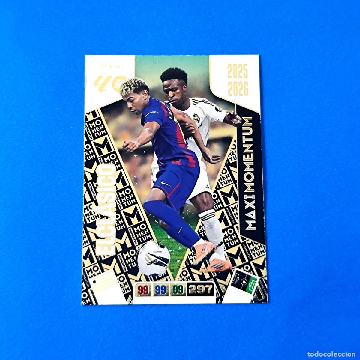 Cromos de F&uacute;tbol: Adrenalyn 2025 2026 / 25 26 Maxi Momentum El Cl&aacute;sico Lamine Yamal Barcelona Vinicius Real Madrid