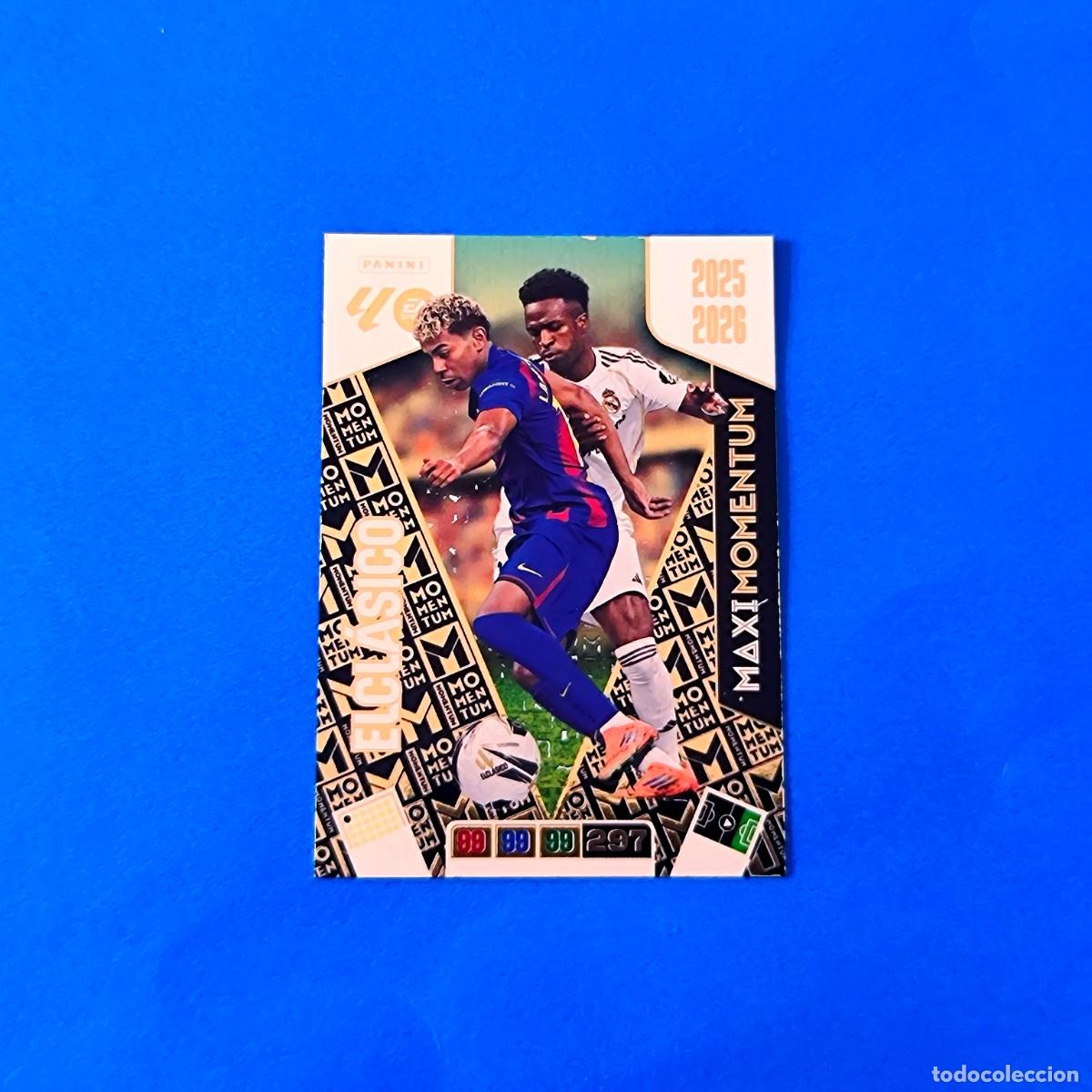 Cromos de F&uacute;tbol: Adrenalyn 2025 2026 / 25 26 Maxi Momentum El Cl&aacute;sico Lamine Yamal Barcelona Vinicius Real Madrid