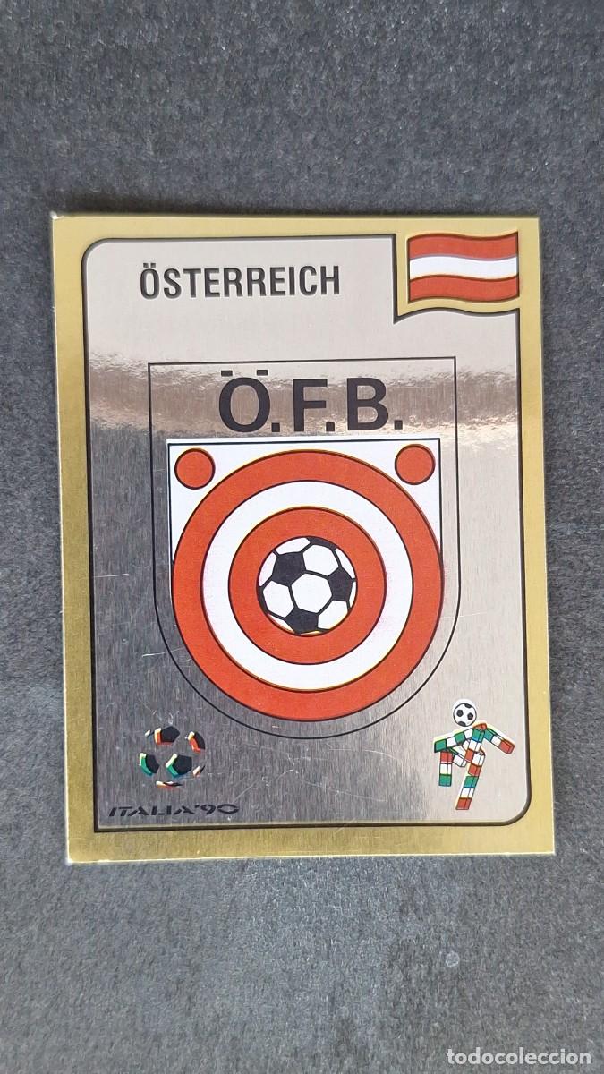 Cromos de F&uacute;tbol: L3 ESCUDO SELECCION AUSTRIA 57 MUNDIAL ITALIA 90 1990 PANINI NUNCA PEGADO SIN PEGAR