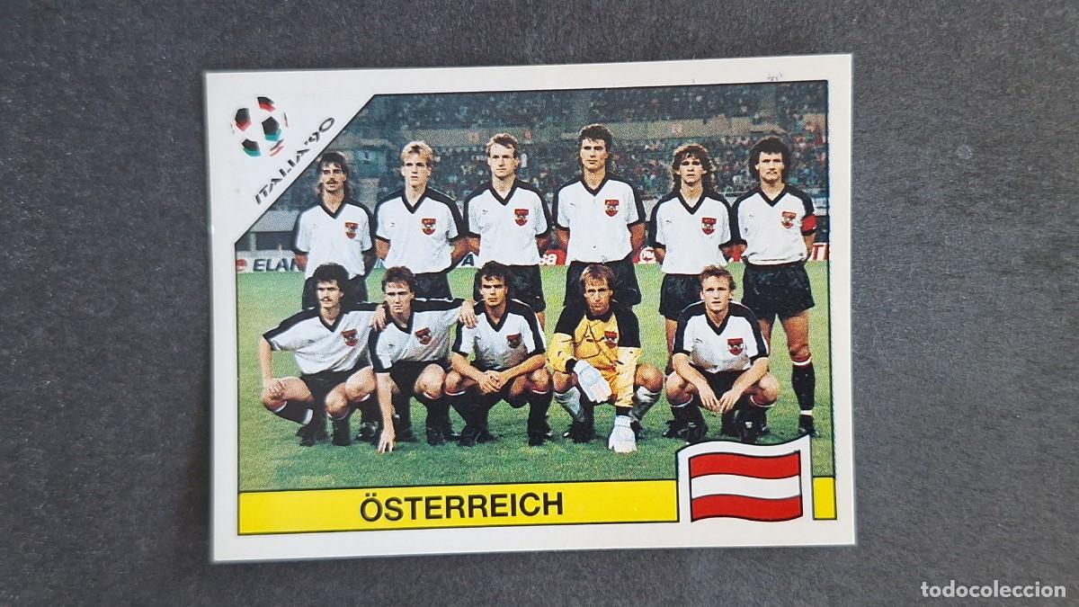 Cromos de F&uacute;tbol: L3 EQUIPO SELECCION AUSTRIA 60 MUNDIAL ITALIA 90 1990 PANINI NUNCA PEGADO SIN PEGAR