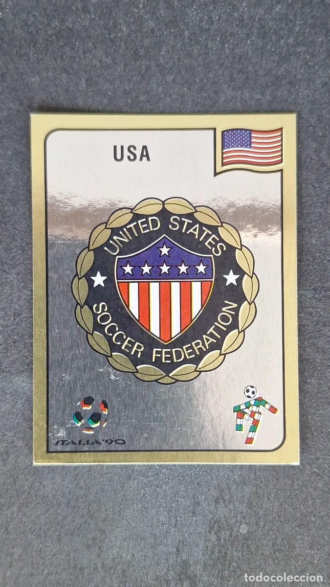 Cromos de F&uacute;tbol: L3 ESCUDO SELECCION USA 95 MUNDIAL ITALIA 90 1990 PANINI NUNCA PEGADO SIN PEGAR