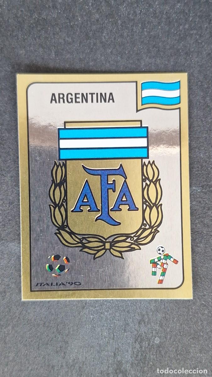 Cromos de F&uacute;tbol: L3 ESCUDO SELECCION ARGENTINA 114 MUNDIAL ITALIA 90 1990 PANINI NUNCA PEGADO SIN PEGAR